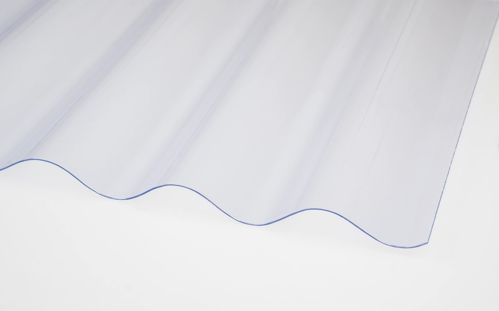 Farblose Renolit Ondex Sollux PVC Wellplatte mit 1 mm Stärke und Sinus 76/18 Wellung
