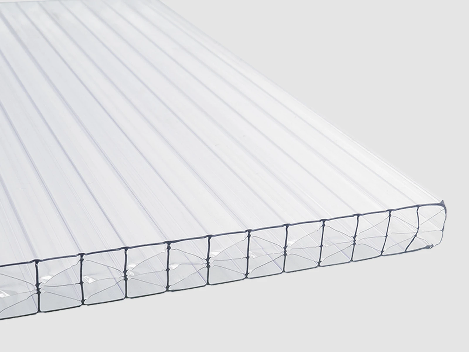 Stegplatte Fachwerk farblos Doppelstagplatte mit X Struktur in farblos 16 mm aus dem Material Polycarbonat