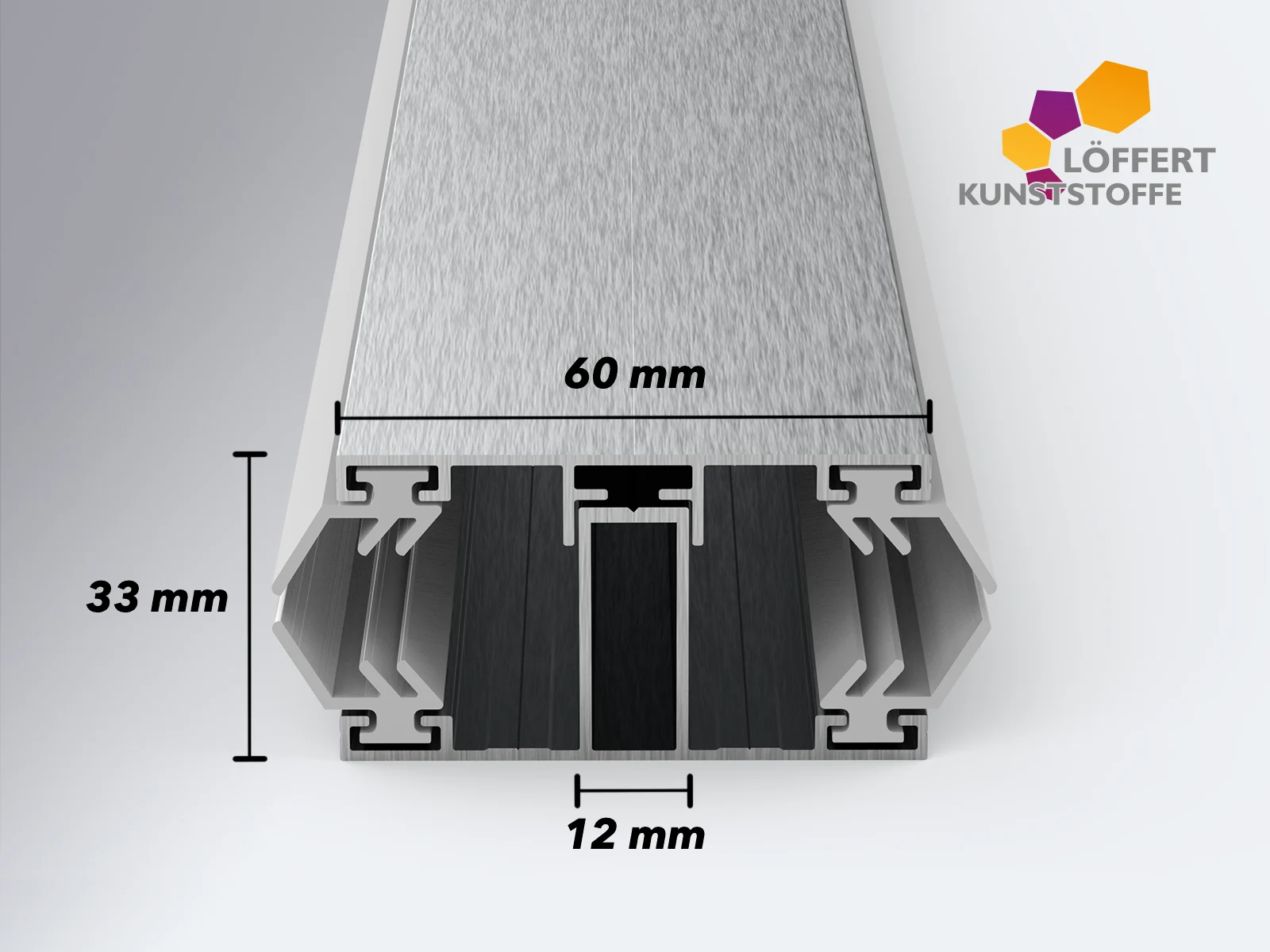 Verbindungsprofil 16 mm Stegplatte Frontansicht Frontansicht des Verbindungsprofil für 16 mm Stegplatten