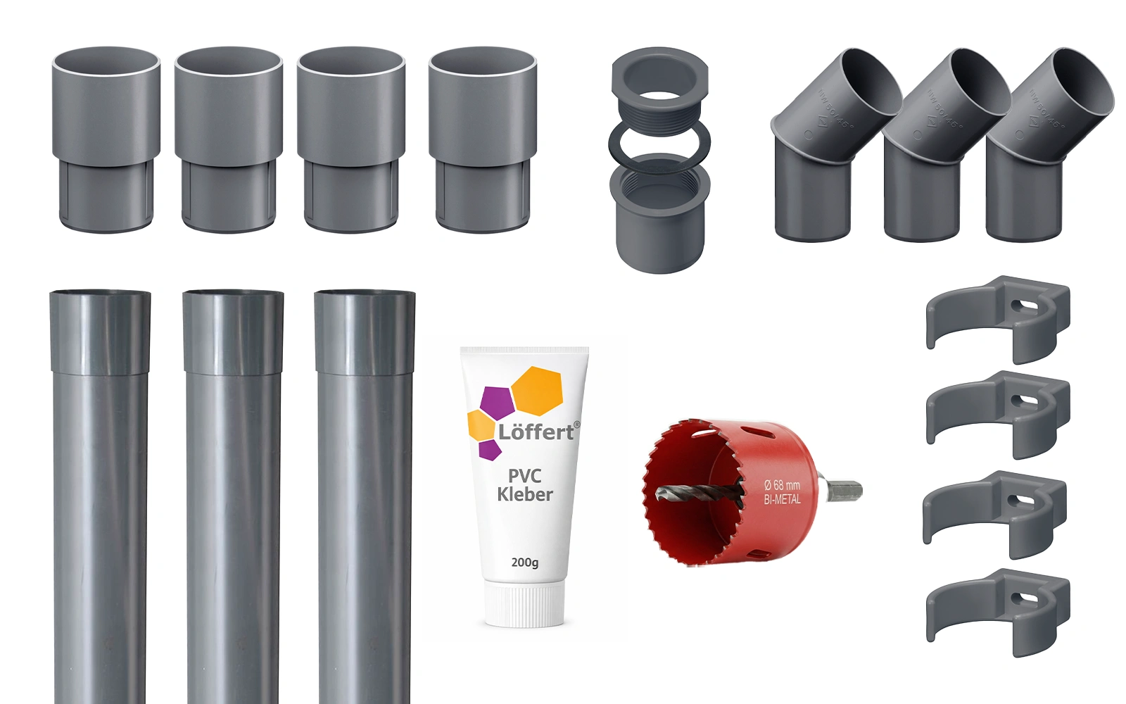 Fallrohr Dachentwaesserung Set Anthrazit DN++