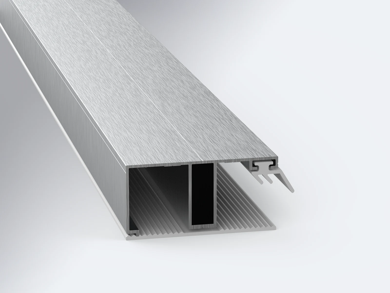 Randprofil für 16 mm Stegplatten mit Alu Oberteil und Gummi Auflageband