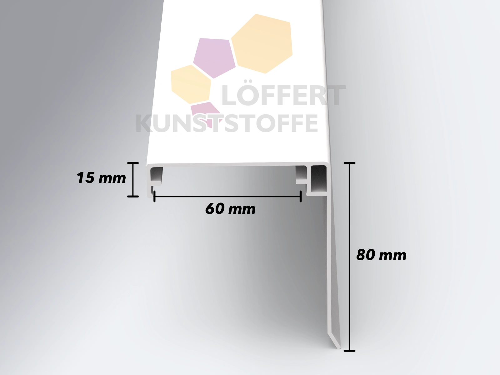 Querschnitt Wetterschenkel weiß Querschnitt Klemmdeckel mit Wetterschenkel weiß