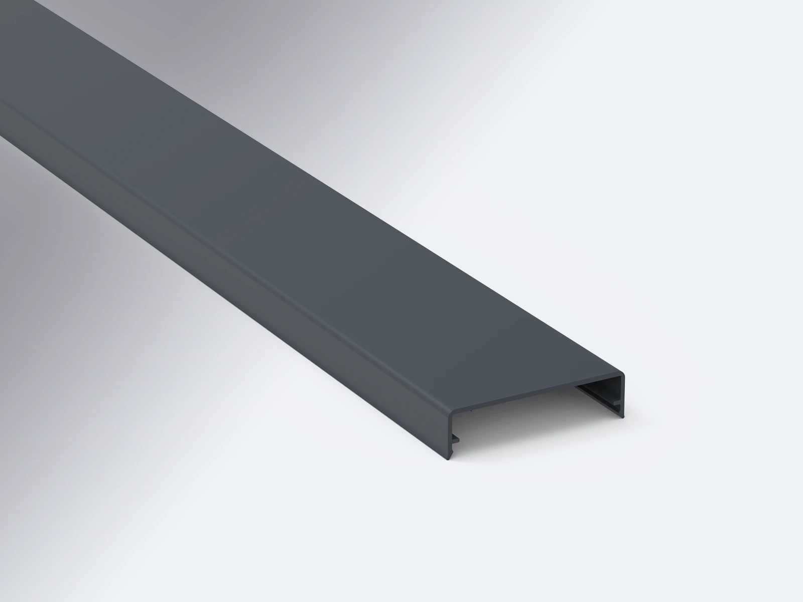 Anthrazitgraue Klemmdeckel für Stegplatten profile 60 mm breit