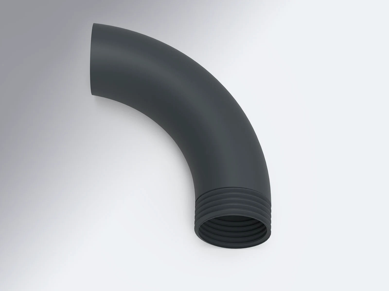 Rohrbogen aus anthrazit grauen Aluminium RAL 7016 mit 72 grad Neigung