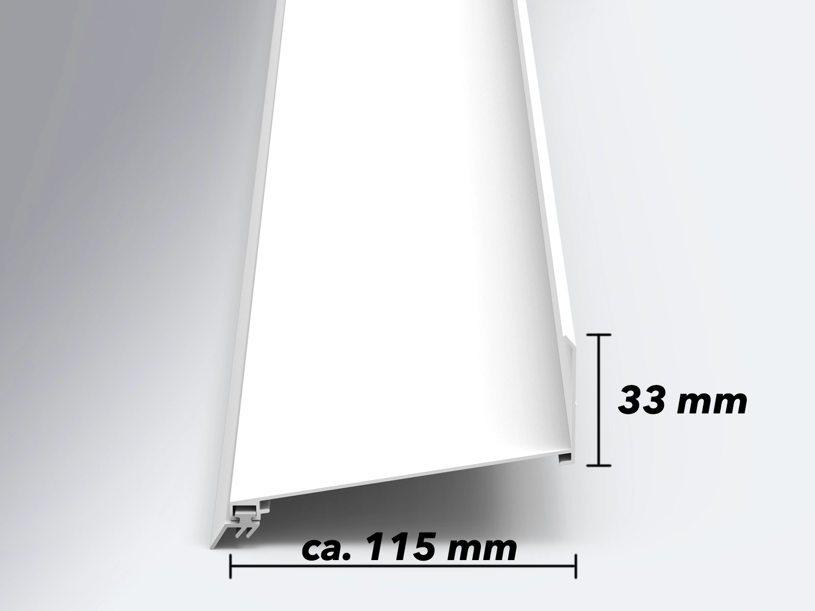 Frontansicht Alu Wandanschluss für Stegplatten weiß RAL 9016