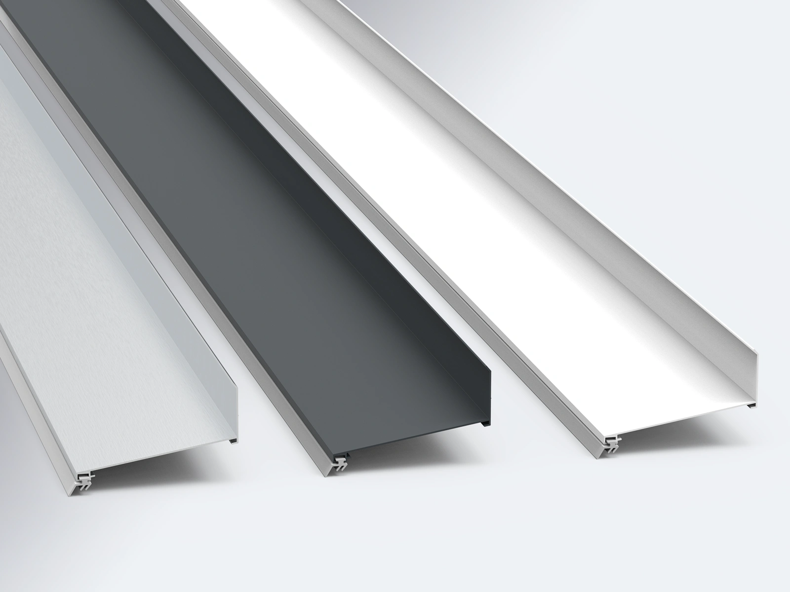 Alu Wandanschluss für Stegplatten in pressblank, Weiß und anthrazit