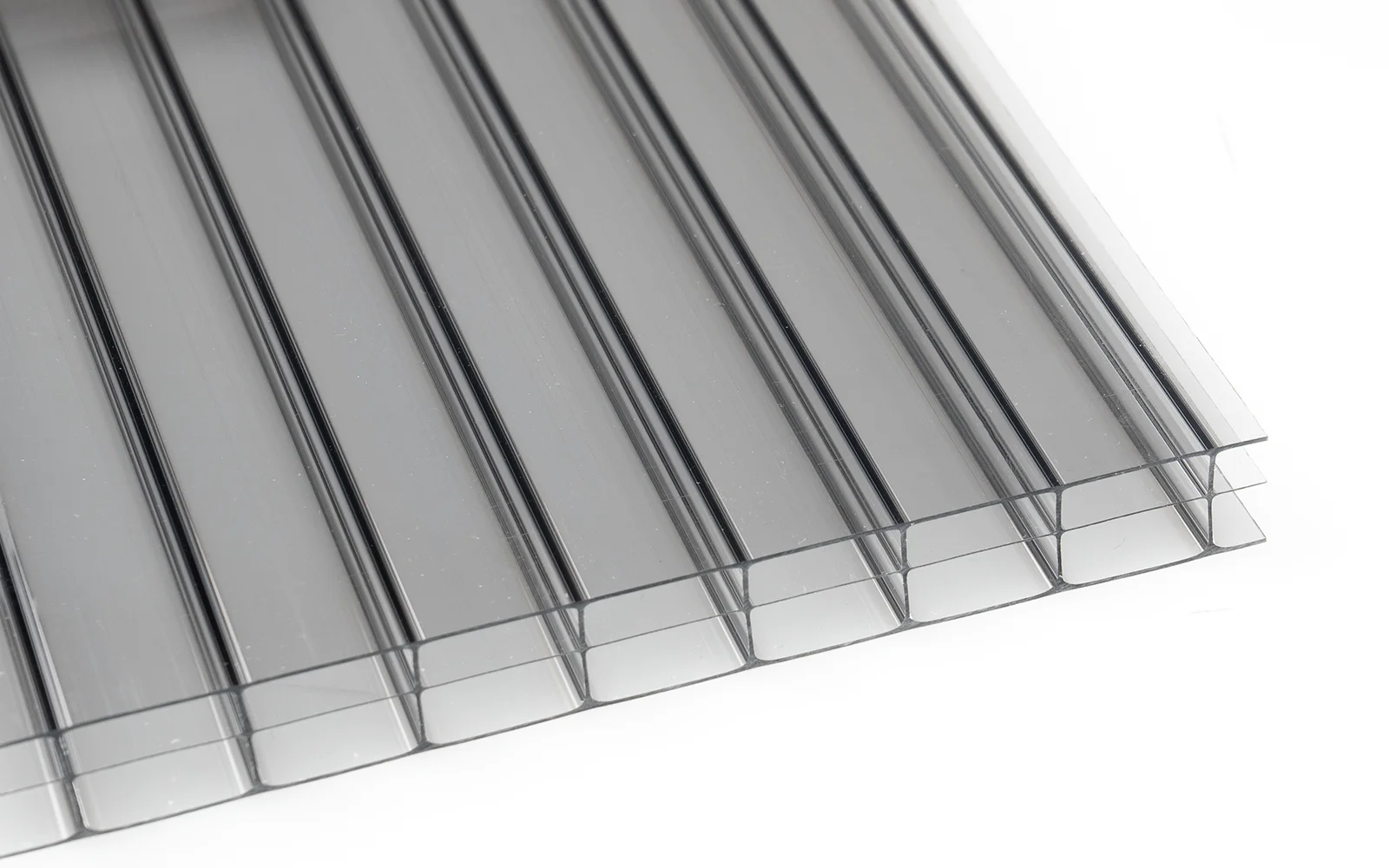 Graue Doppelstegplatte 16 mm aus Polycarbonat Doppelstegplatte 3-Fach grau