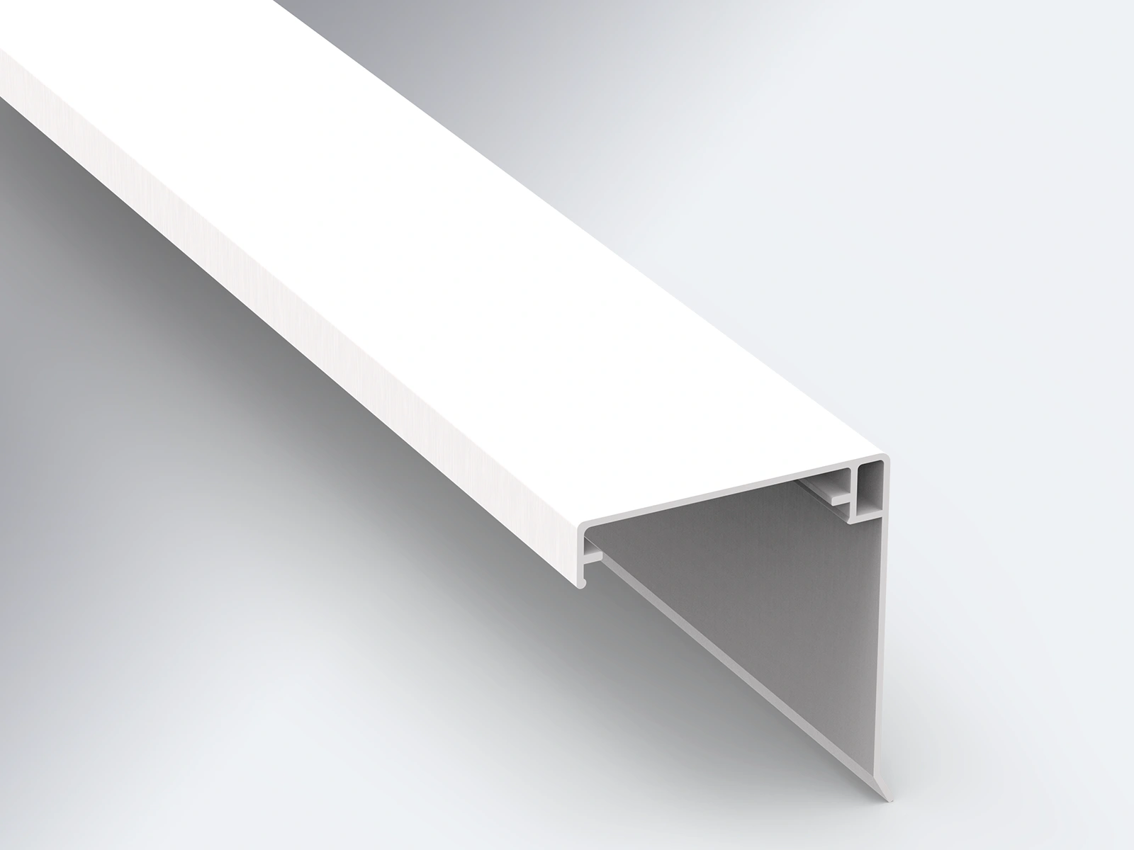 Klemmdeckel mit Wetterschenkel weiß Weißer Klemmdeckel mit seitlichem Wetterschenkel zum Schutz der äußeren Sparren