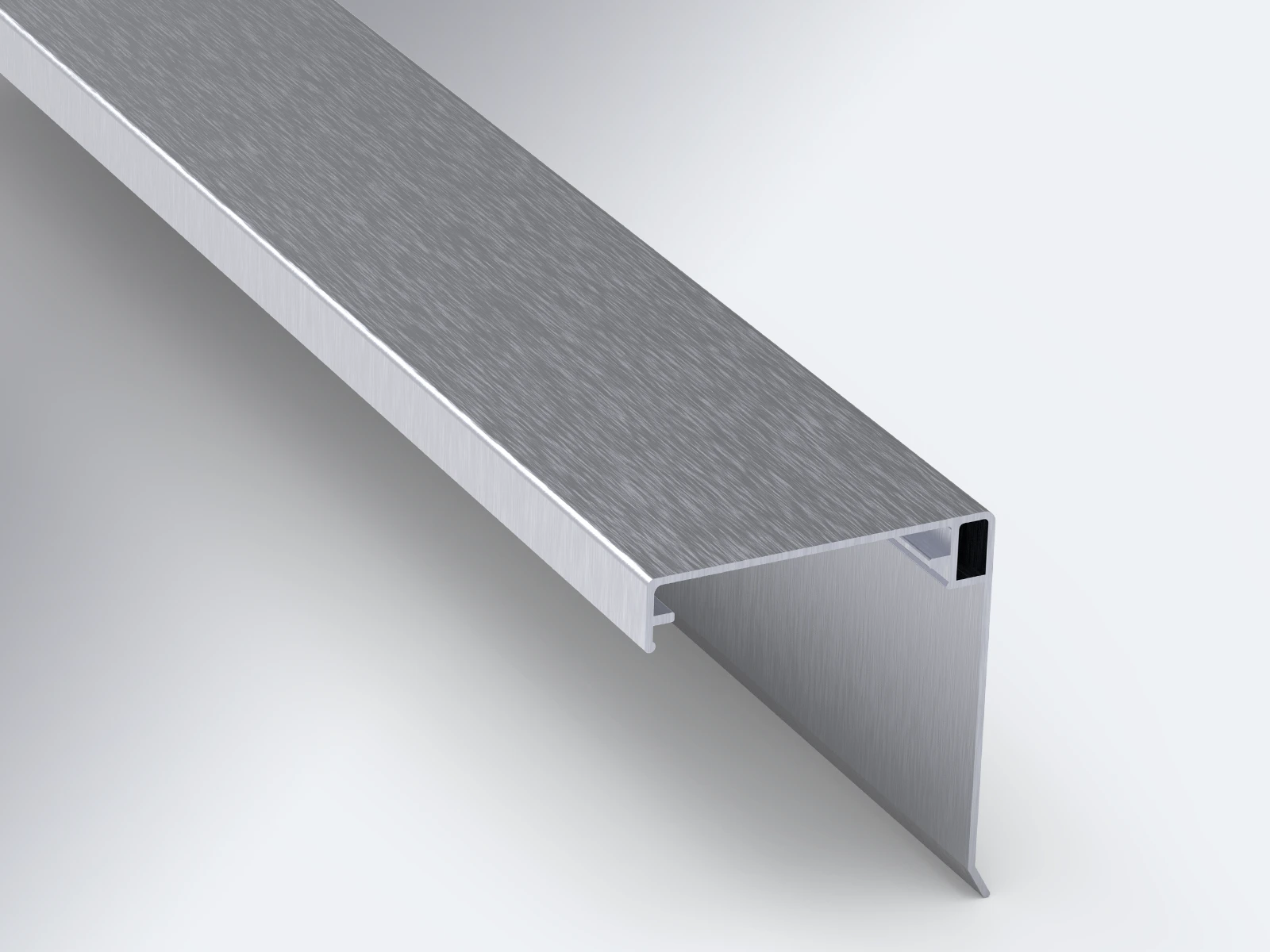 Klemmdeckel mit Wetterschenkel pressblank Pressblanker Klemmdeckel mit seitlichem Wetterschenkel zum Schutz der äußeren Sparren