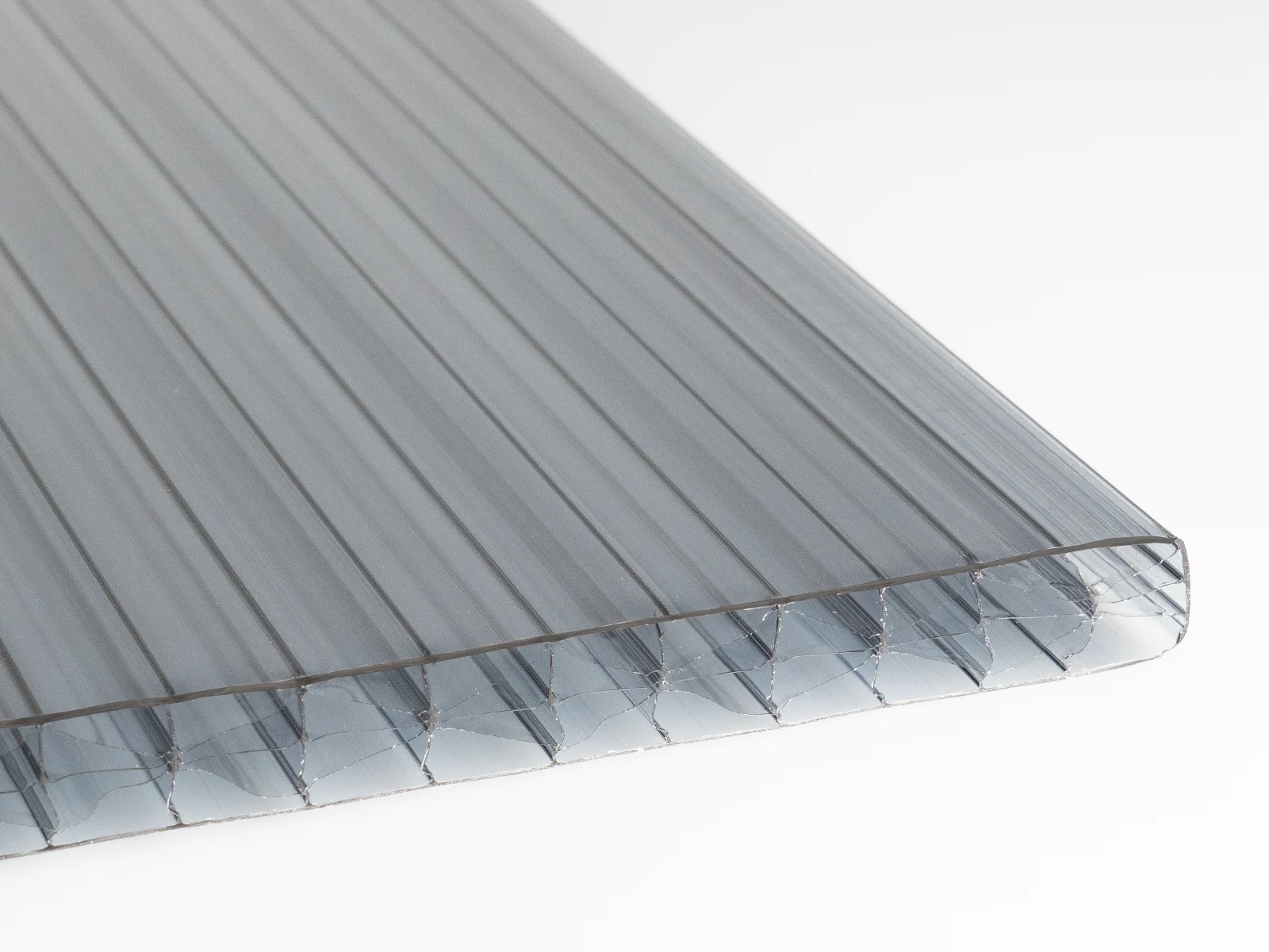 Anthrazit graue Stegplatte aus Polycarbonat mit X-Struktur 16 mm Stärke